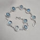 925 Sterling Silver Aqua Milky Gemstone Bracelet Natural Blue Cabochon Handmade Jewelry