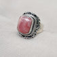 Handmade Rhodochrosite Sterling Silver Ring: Boho October Birthstone