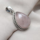 Rose Quartz Pendant: Teardrop Gemstone, 925 Sterling Silver Bezel Gift for Love