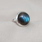Blue Flash Labradorite Ring: 925 Sterling Silver Boho Jewelry