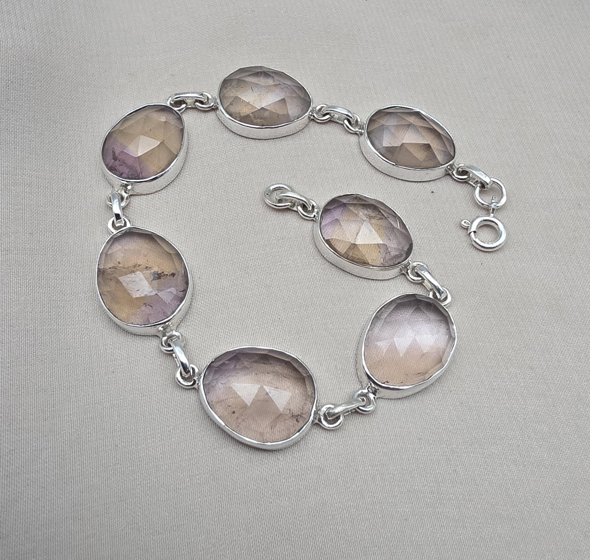 925 Sterling Silver Ametrine Bracelet Natural Faceted Gemstone Jewelry Adjustable Bracelet