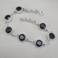 Black Onyx Bracelet 925 Sterling Silver Round Stone Link Bracelet Handmade Jewelry