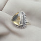 Lemon Quartz Ring 925 Sterling Silver Natural Yellow Gemstone Triangle Cut Ring