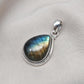 Handmade Labradorite Teardrop Pendant: 925 Sterling Silver Gemstone Necklace