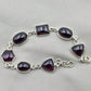 925 Sterling Silver Garnet Link Bracelet Natural Gemstone Handmade Artisan Jewelry Gift for Her