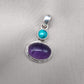 Amethyst Turquoise Pendant: Handmade 925 Sterling Silver Boho Necklace