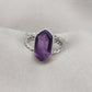Amethyst Hexagon 925 Sterling Silver Ring: Twisted Band, Spiritual Jewelry
