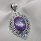 Purple Copper Turquoise Pendant: Sterling Silver Boho Healing Necklace