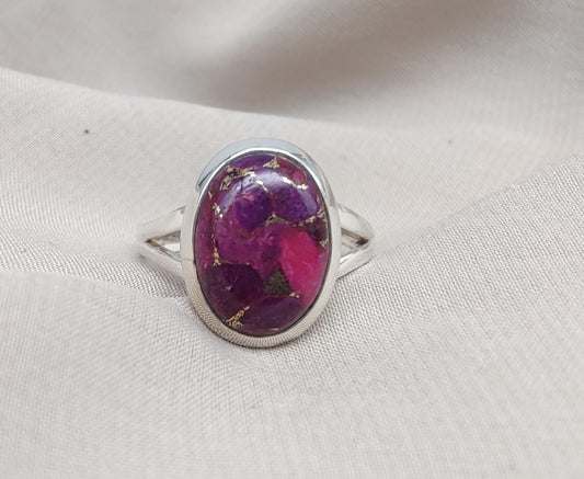 Purple Copper Turquoise Ring: 925 Sterling Silver Jewelry Oval shape Gemstone Ring
