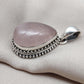 Rose Quartz Pendant: Teardrop Gemstone, 925 Sterling Silver Bezel Gift for Love