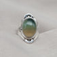 Fluorite Sterling Silver Ring: Green-Gold Crystal, Boho Healing Jewelry