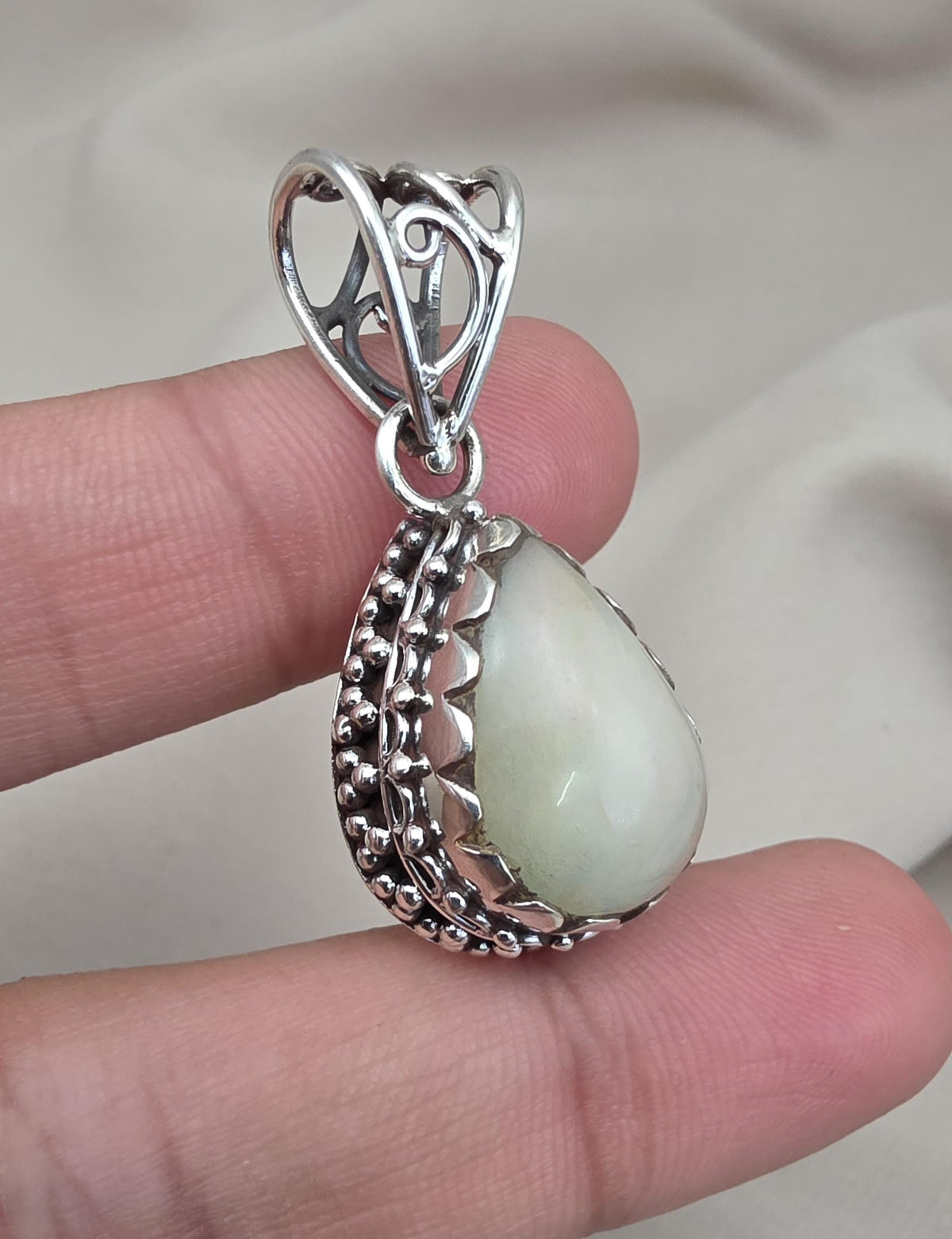 Natural Opal Silver Pendant 925 Sterling Silver Jewelry Pear Shape Cabochon Handmade Gemstone
