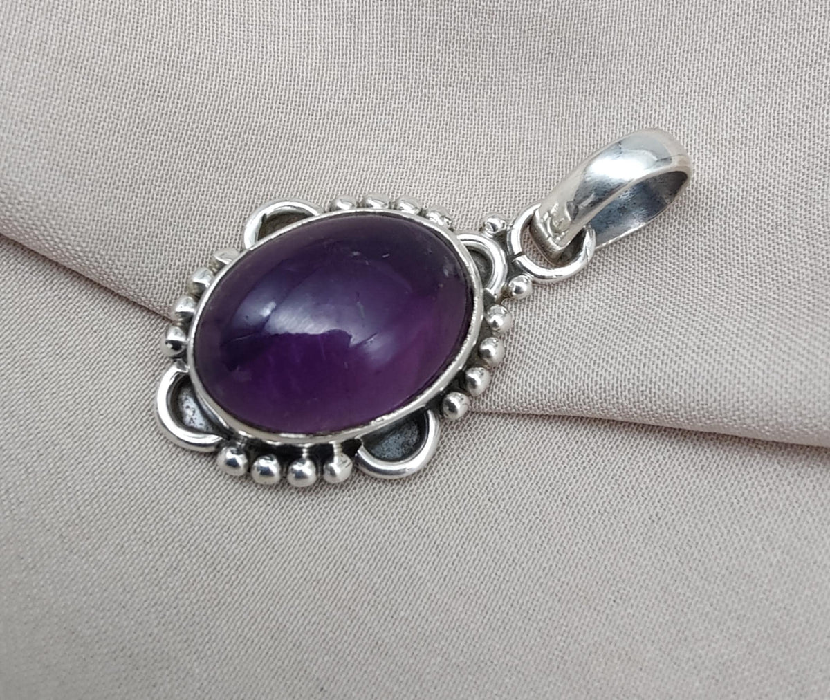 Natural Amethyst 925 Sterling Silver Pendant, February Birthstone Jewelry