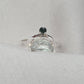Green Amethyst Ring 925 Silver Dual Stone Moss Agate Statement Ring