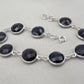 Black Onyx Bracelet 925 Sterling Silver Faceted Round Stone Link Bracelet Handmade Jewelry