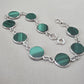 Malachite Bracelet 925 Sterling Silver Round Cabochon Green Gemstone Link Bracelet Handmade Jewelry