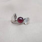 Red Garnet 925 Sterling Silver Ring – Adjustable Leaf Design, Natural Gemstone January Birthstone Jewelry