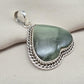 Seraphinite Pendant: 925 Sterling Silver, Healing Crystal Jewelry Heart shape Unique Pendant