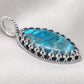 Blue Copper Turquoise Pendant: Sterling Silver Marquise Boho Necklace