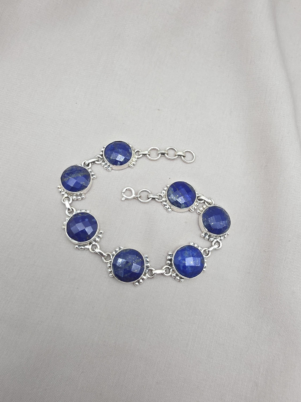 925 Sterling Silver Lapis Lazuli Bracelet Blue Gemstone Jewelry Statement Bracelet Gift for Her