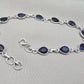 925 Sterling Silver Sapphire Bracelet Natural Blue Gemstone Pear Link Jewelry
