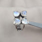 Rainbow Moonstone Floral Cluster Ring: Handmade 925 Sterling Silver