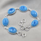 925 Sterling Silver Larimar Bracelet Natural Blue Gemstone Oval Link Jewelry