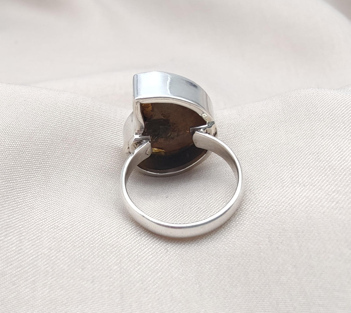 Ammonite Fossil Ring: 925 Sterling Silver Boho Statement Jewelry