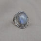 Rainbow Moonstone Ring: Handmade 925 Sterling Silver Boho Statement