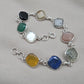 925 Sterling Silver Multi Stone Bracelet Natural Gemstone Cushion Link Jewelry