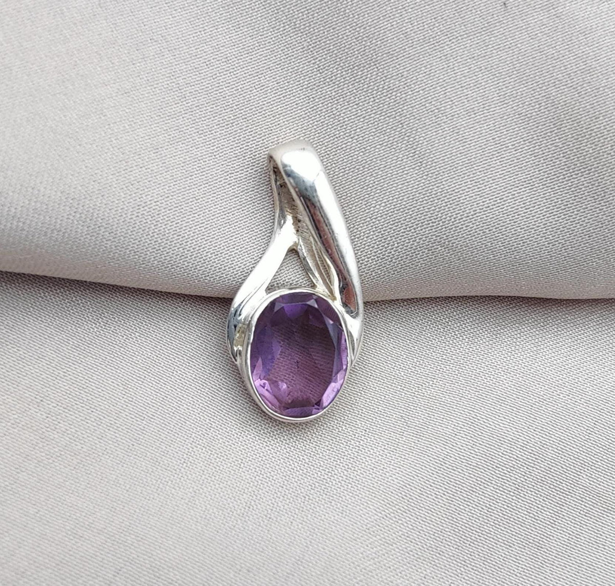 Amethyst Silver Pendant: Faceted 925 Sterling Gemstone, February Birthstone