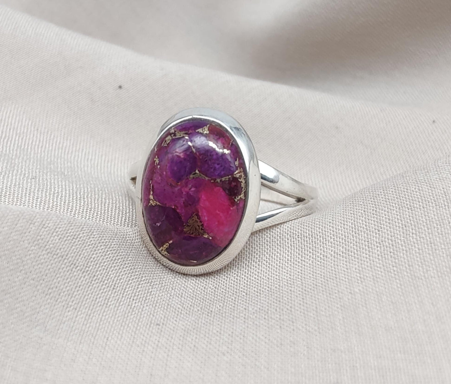 Purple Copper Turquoise Ring: 925 Sterling Silver Jewelry Oval shape Gemstone Ring
