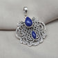 Lapis Lazuli Pendant: Handmade 925 Sterling Silver Filigree, Boho Vintage Necklace