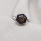 Smoky Quartz Hexagon Ring: 925 Sterling Silver Twisted Band