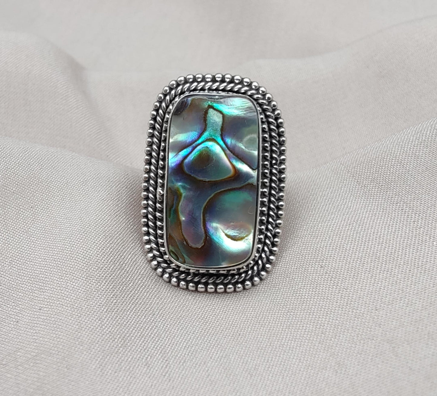 Handmade Abalone Shell 925 Sterling Silver Ring | Boho Ocean Jewelry