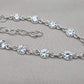 925 Sterling Silver Zircon Bracelet Minimal Sparkle Round Link Jewelry