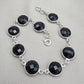 Black Onyx Bracelet 925 Sterling Silver Faceted Round Stone Link Bracelet Handmade Jewelry