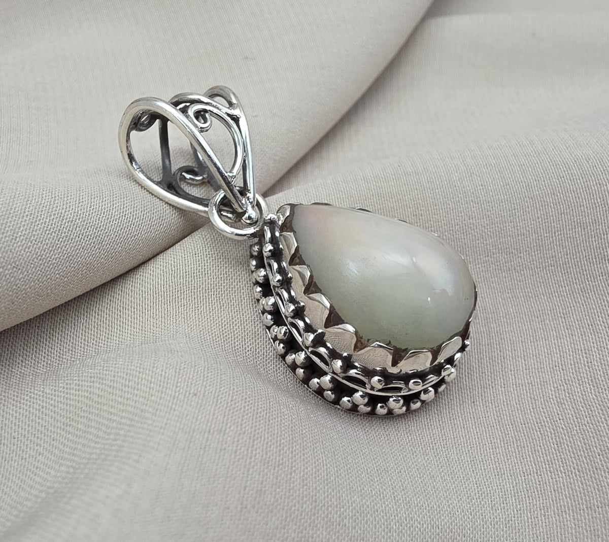 Natural Opal Silver Pendant 925 Sterling Silver Jewelry Pear Shape Cabochon Handmade Gemstone