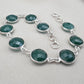 Green Onyx Bracelet 925 Sterling Silver Faceted Round Stone Link Bracelet Handmade Jewelry