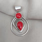 Red Coral Pendant: Two-Stone 925 Sterling Silver Boho Necklace