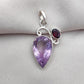 Amethyst Garnet Pendant: Teardrop Sterling Silver Gemstone Jewelry