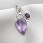 Amethyst Garnet Pendant: Teardrop Sterling Silver Gemstone Jewelry