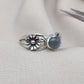 Aquamarine Heart Ring 925 Sterling Silver Floral Boho Ring