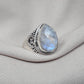 Rainbow Moonstone Ring 925 Sterling Silver Pear Shape Statement Ring June Birthstone Jewelry