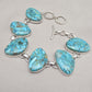 Turquoise Bracelet 925 Silver Blue Statement Gemstone Jewelry Gift for Her