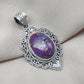 Purple Copper Turquoise Pendant: Sterling Silver Boho Healing Necklace