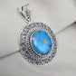 American Turquoise Silver Pendant 925 Sterling Silver Oval Cabochon Handmade Gemstone Jewelry