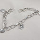 Sterling Silver Charm Bracelet: Leaf, Shell & Flower Charms - Handmade