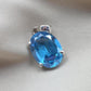 925 Sterling Silver Oval Blue Quartz Pendant, Natural Gemstone Charm, Boho Statement Jewelry