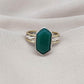 Green Onyx Sterling Silver Ring: Handmade Dual-Tone Band, Hexagon Cut